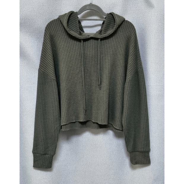 포에버21 니트 크롭 후드 스웨터