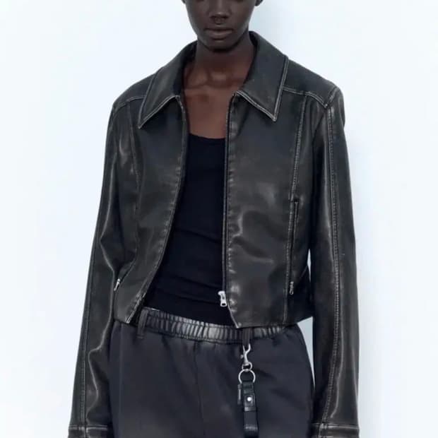 인사일런스우먼 워시드 에코 레더 점퍼