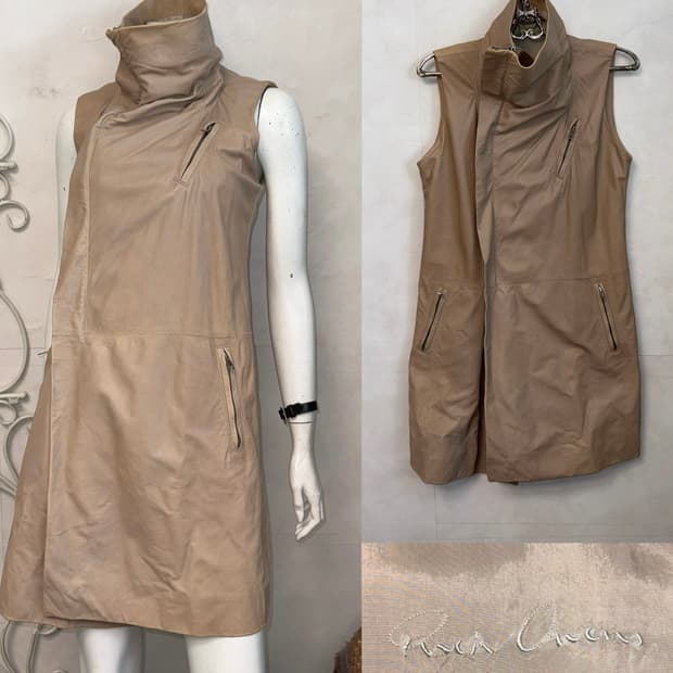 Rick Owens lamb skin high neck vest