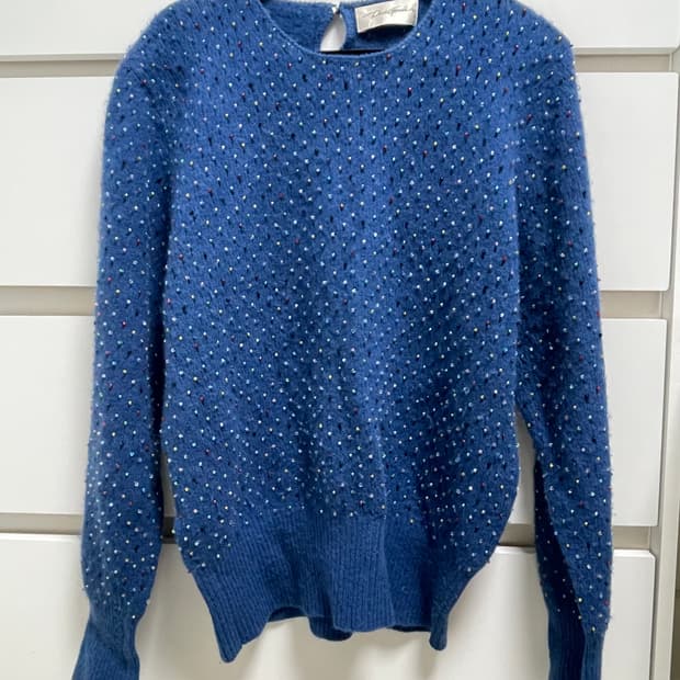 빈티지 블루 비즈 니트