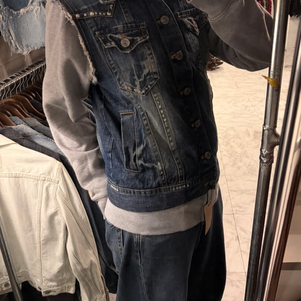 (정품/M)에비수 빈티지 웨스턴 데님 조끼 a1