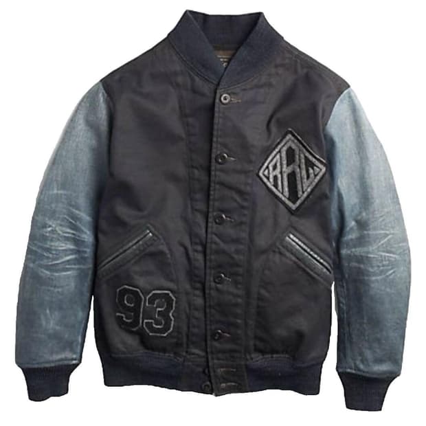 RRL 더블알엘 인디고 레더 바시티 M