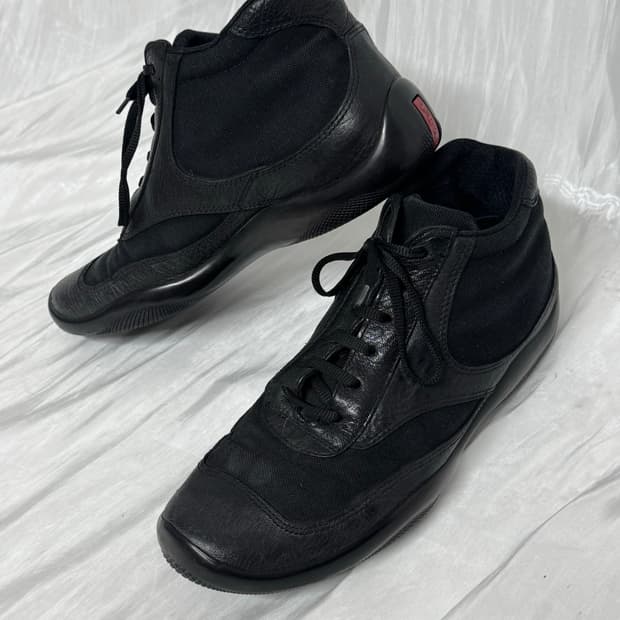 Prada americas cup mid leather sneakers