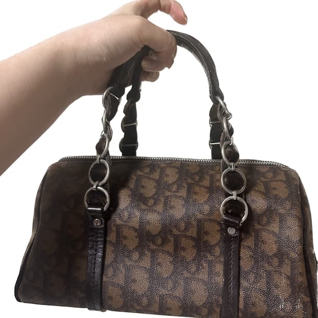 디올 오블리크 브라운 로맨틱 벨벳 숄더백