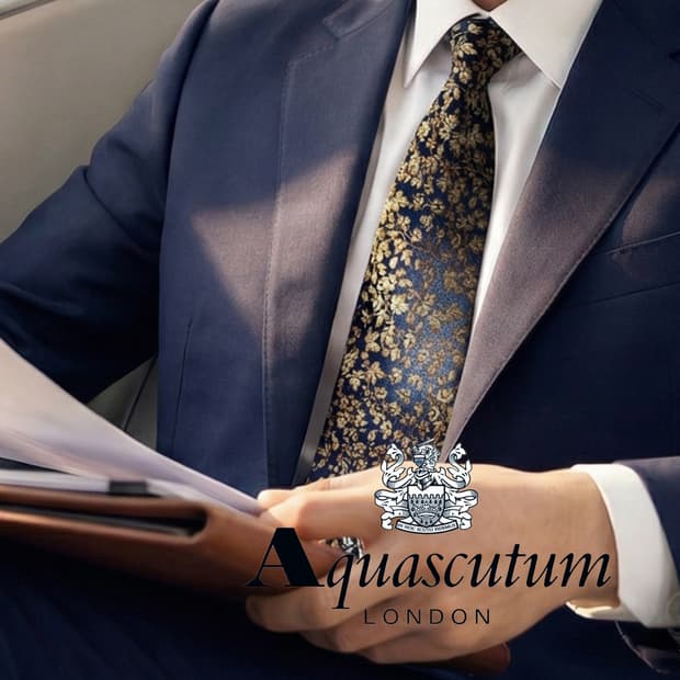 아쿠아스큐텀 실크 플로럴 자수 넥타이 9.4cm A+등급 A19435
