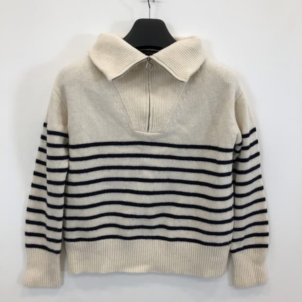 SOWOOL 쏘울 울 100% 크롭 단가라 하프집업니트 55 