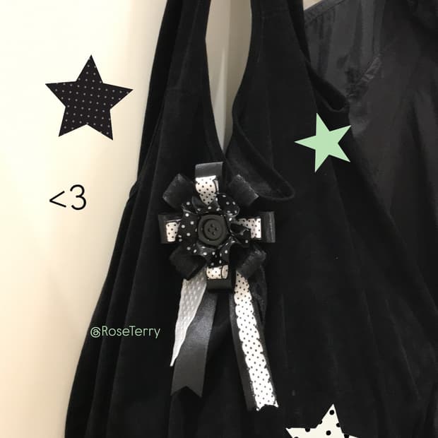 핸드메이드 블랙&화이트 도트 로제트♥ (착샷)
