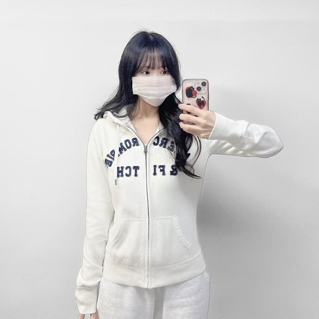 아베크롬비 아치 로고 후드집업 화이트