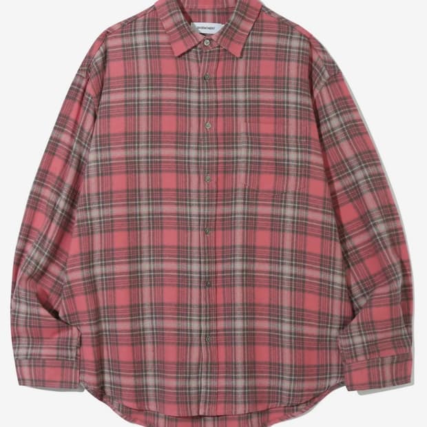 베이스모먼트 - 플란넬 플레이드 체크 셔츠 핑크