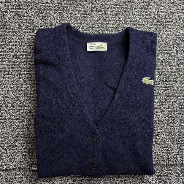 00s 라코스테 올드스쿨 네이비 미니멀 가디건 2165