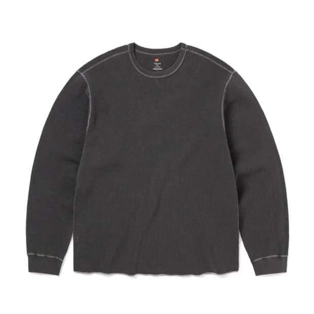 (새상품) 디스이즈네버댓(디네댓) X 헤인즈 와플 롱슬리브 차콜 M