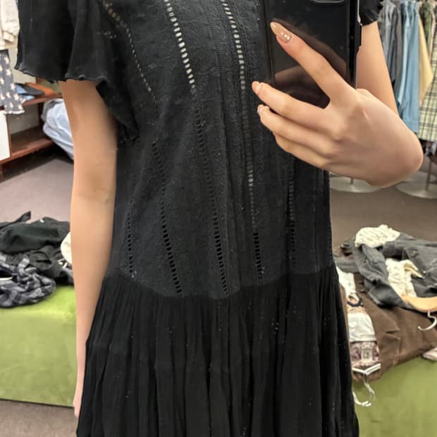 M) AXES FEMME vintage 여성 플리츠 반팔 원피스