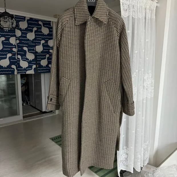 마마가리 체크 울 발마칸 코트 44(105)