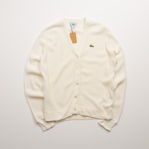 70s IZOD 라코스테 아크릴 가디건 화이트