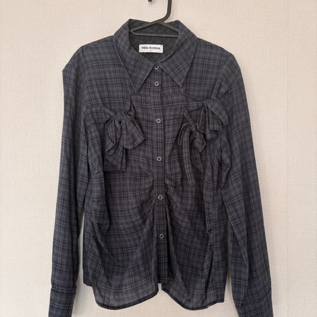 밀로우먼 네이비 리본 타이 셔츠 m