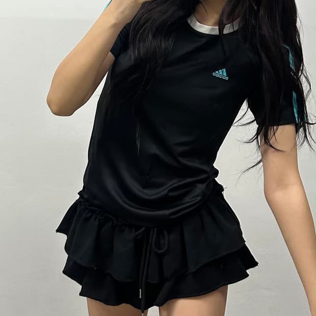 아디다스 y2k 일본판 러블리힙 메쉬 반팔 티셔츠(L)