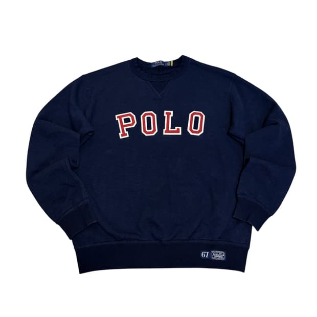  QR택)폴로 랄프로렌 스펠아웃 로고 네이비 맨투맨 