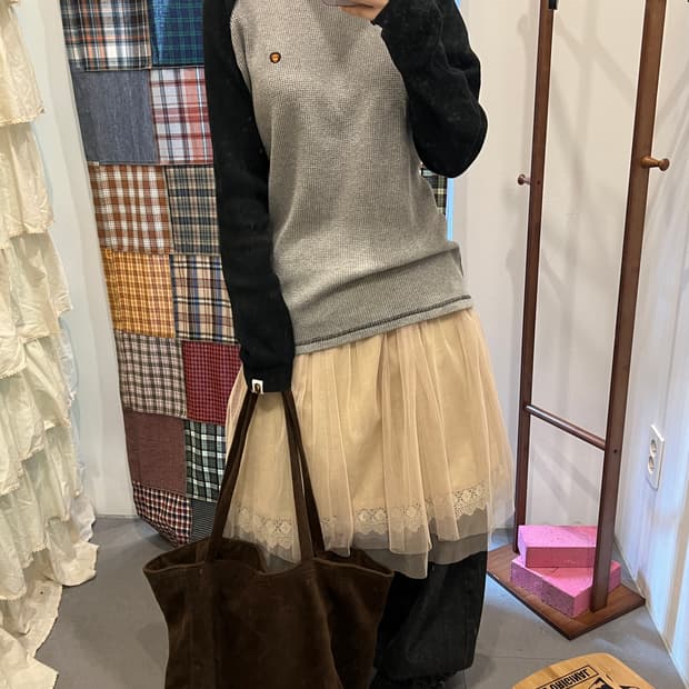 베이프 그레이 네이비 롱슬리브