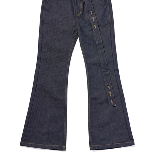 오픈와이와이 벨티드 루즈 부츠컷 팬츠