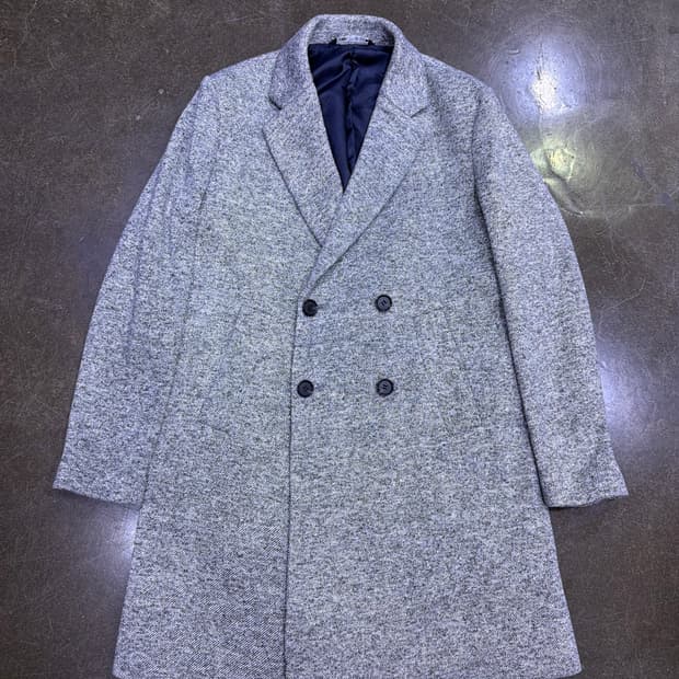 자라 더블 브레스트 하프 코트 그레이 M