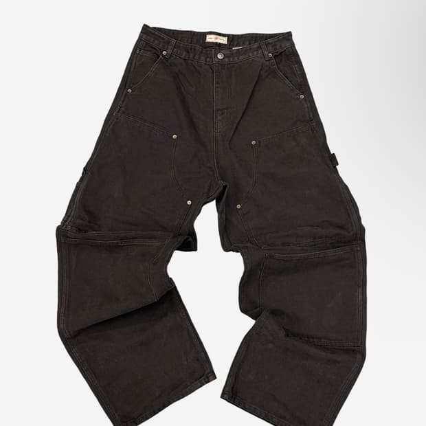 [2]아오이로 커티드 더블니 팬츠 블랙펄