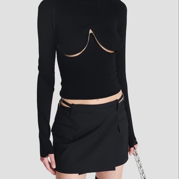 디온 리(DION LEE) 블랙 더블 언더와이어 스키비 탑