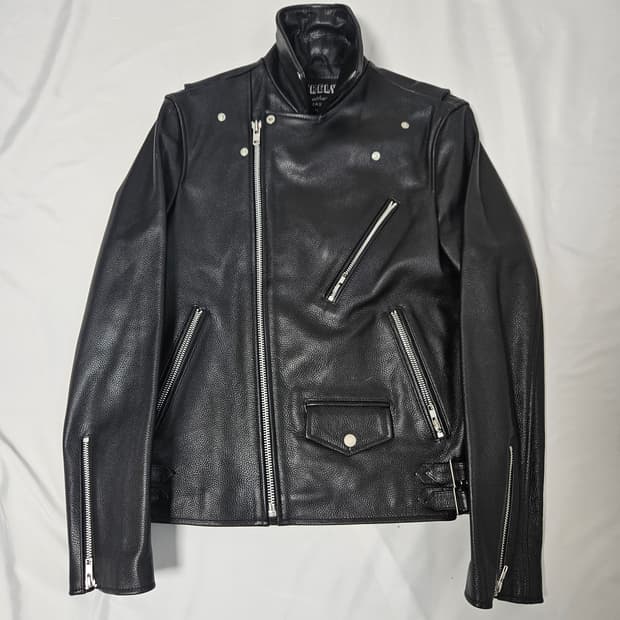 Purely 리얼레더 소가죽 카우 레더자켓 바이커 하이넥 남성 M