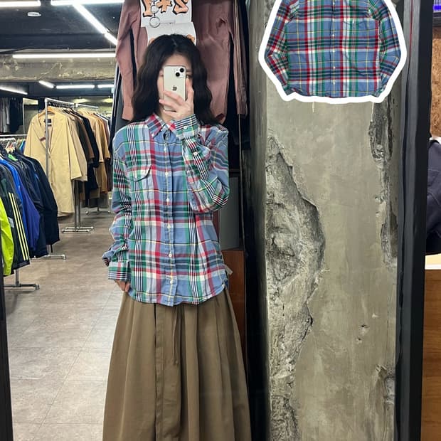 폴로 랄프로렌 체크 포켓 셔츠 스카이블루 M #csz3023