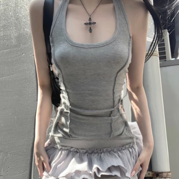 스젠 Hens Corset Halter Top 블랙 색상 판매