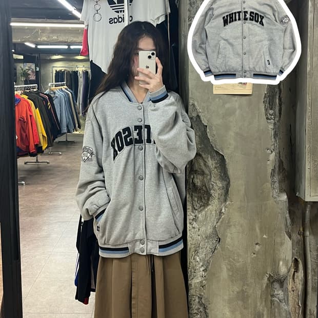 엠엘비 화이트삭스 바시티 버튼 자켓 그레이 105 #csz2164