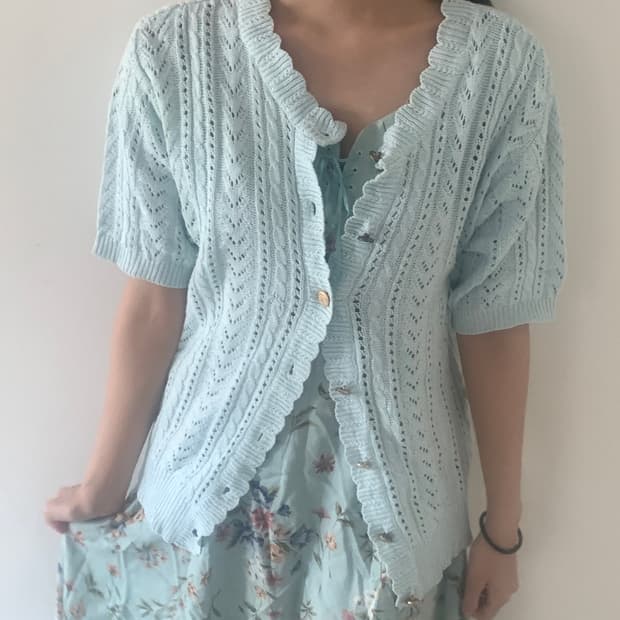 Gold button knit cardigan(mint)