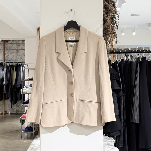 셀린느 라이트 베이지 싱글 브레스트 베이직 자켓