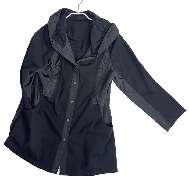 시즈쿠 우븐 배색 포인트 오버사이즈 후드 점퍼