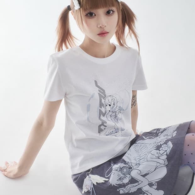 미유키 소녀 반팔 kiel wing t-shirt 