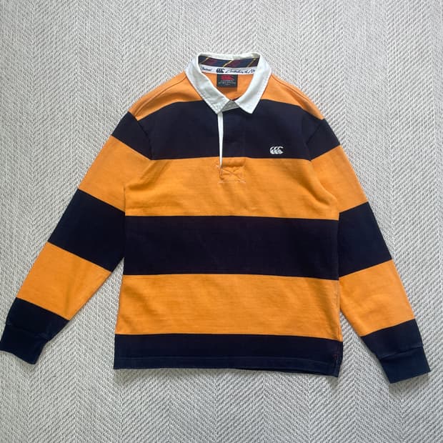 캔터베리 럭비 카라 스트라이프 긴팔티셔츠 