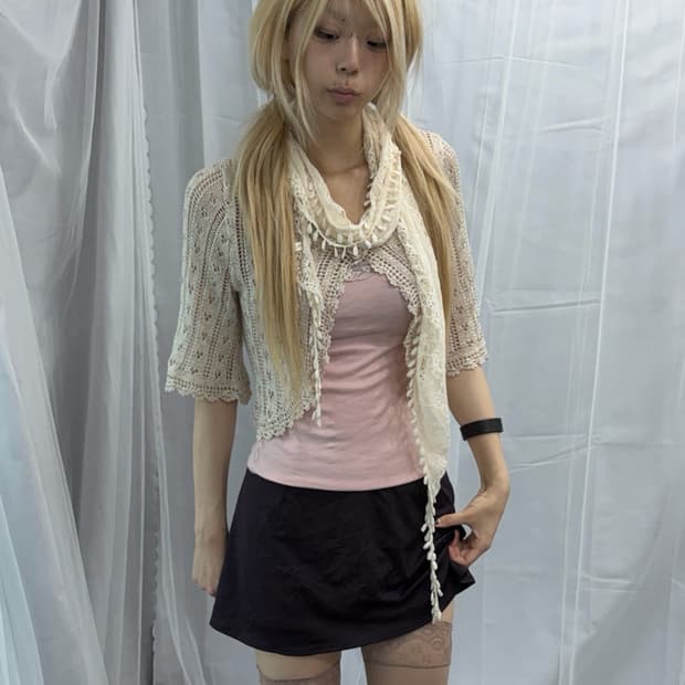 1) [Vintage] Metallic Knit Bolero