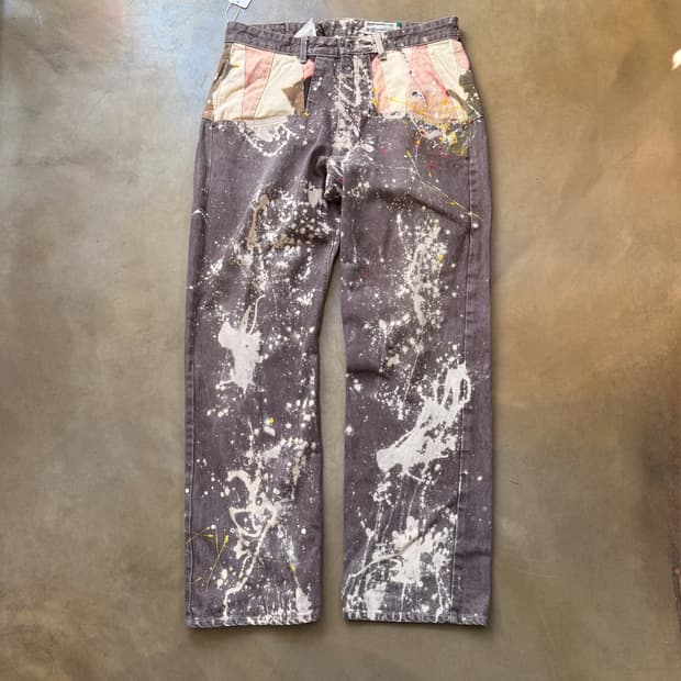 스캐너 에비스계 일본스트릿 페인팅 페이딩 패치워크 데님 팬츠 34