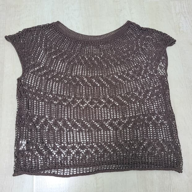 도쿄빈티지 새상품 그물 레이어드 티 갈색