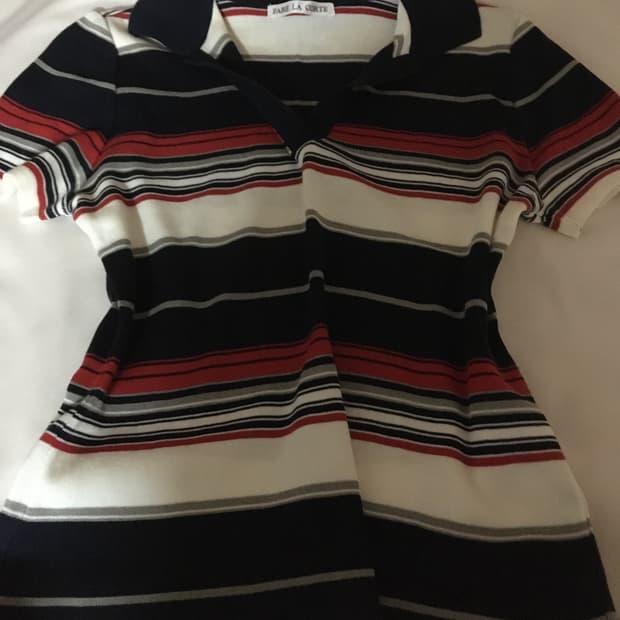 스트라이프 카라 반팔티