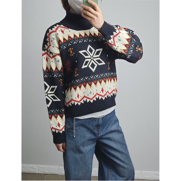에스닉 눈꽃 니트