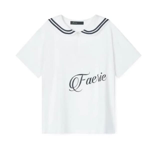 원희 착용 sailor collar mesh loose top