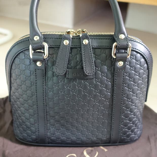 구찌 마이크로시마 미니돔 블랙 토트백