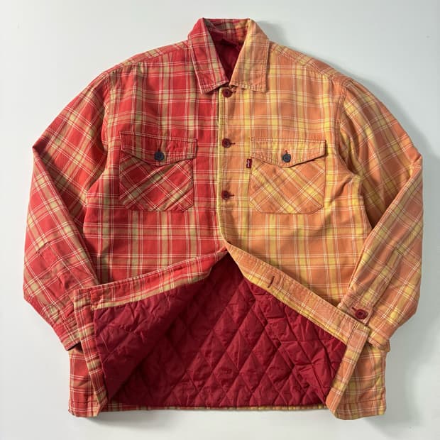 Levi's 리바이스 퀼티드 플란넬 레드오렌지 체크 셔츠