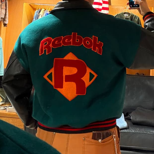 리복 90s 카우레더 바시티 자켓 M 105 캐나다제