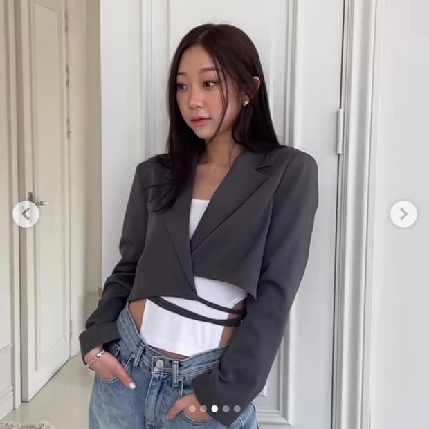 (구)코프coap 베이직 크롭 자켓 차콜