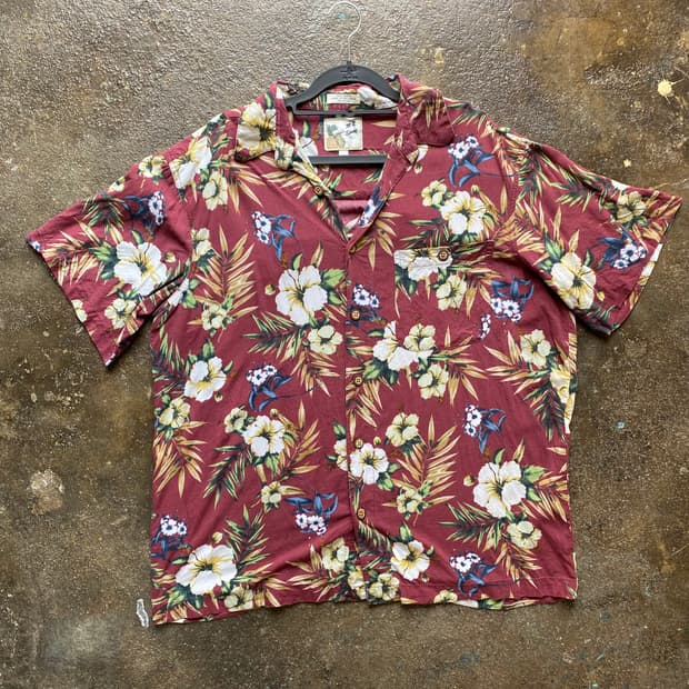 빈티지 꽃무늬 반팔 셔츠 L