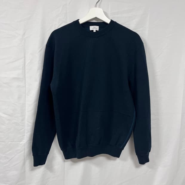 캘빈클라인 사이드 배색 울 혼방 맨투맨