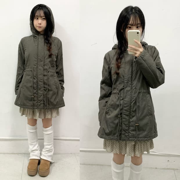 [ESSEME] 브라운카키 야상 후드 자켓