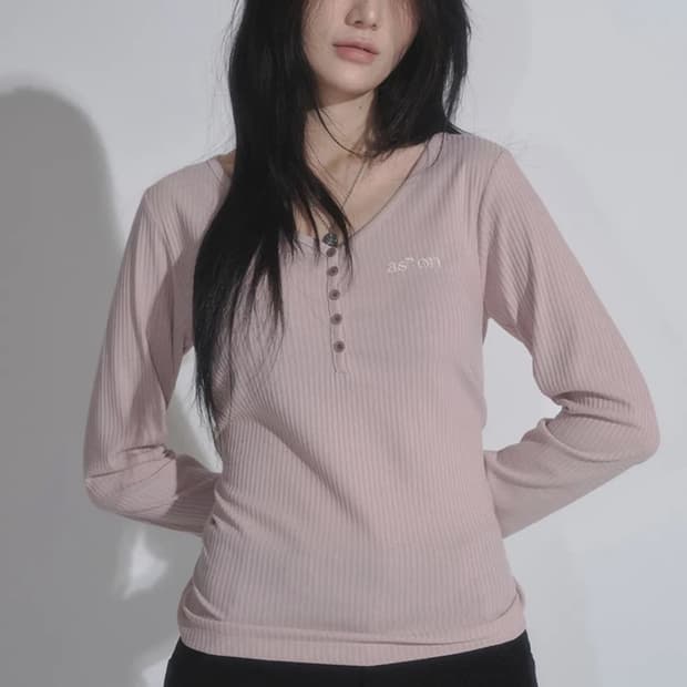 애즈온 버튼티 핑크