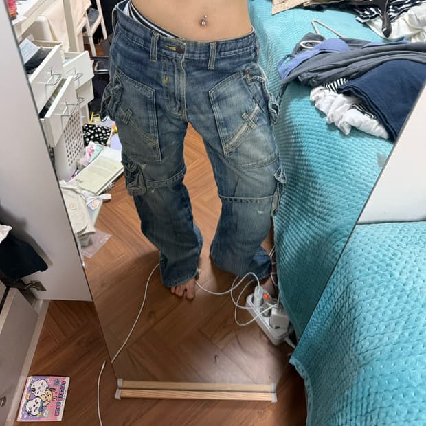 디테일개쩌는 빈티지 와이드 데님카고 